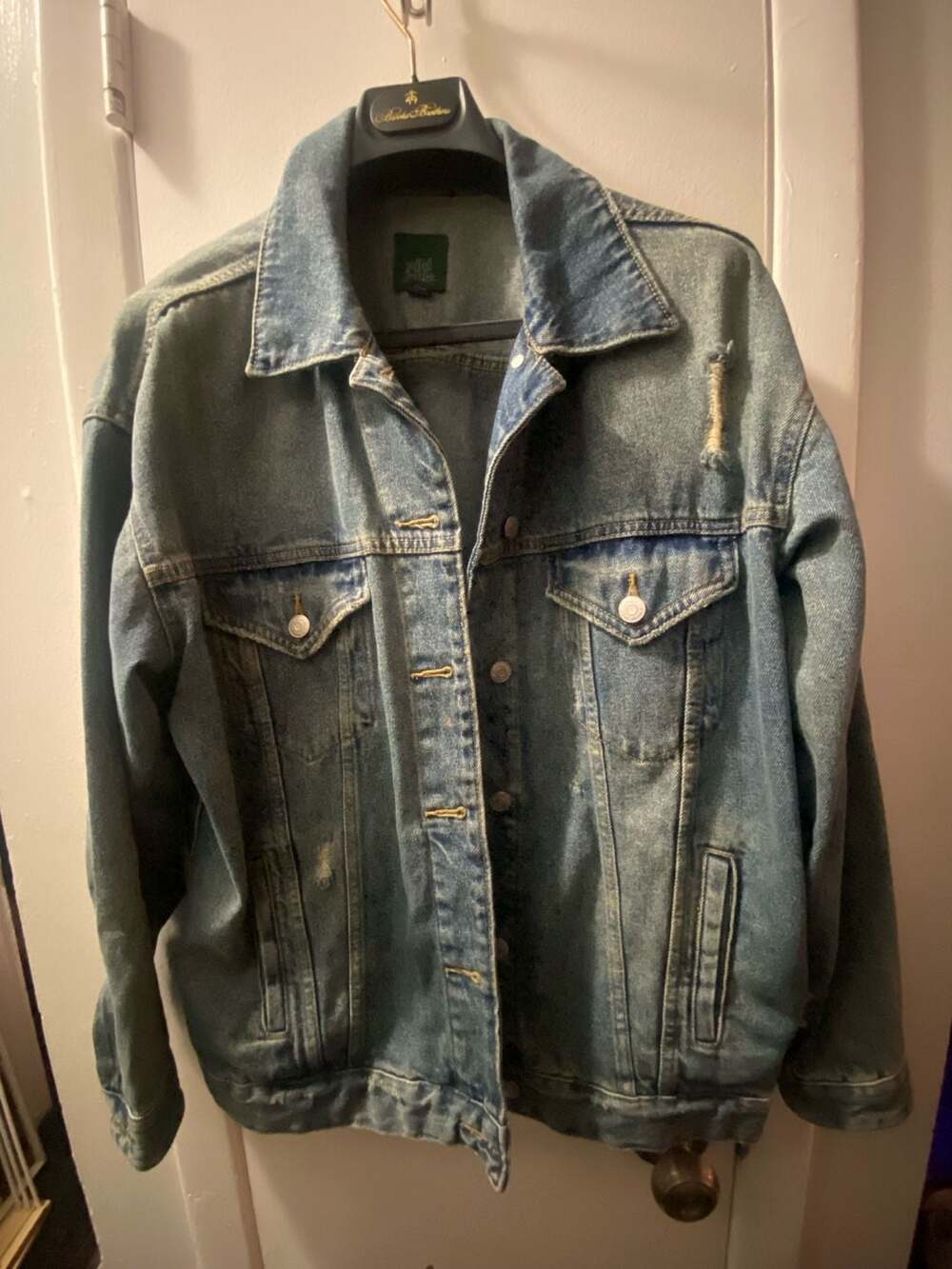 Wild Fable Distressed Oversized Denim Jacket Size S Blue